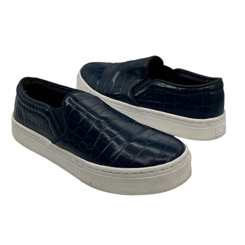Sam Edelman Inky Blue Crocodile Print Fashion Sneakers Size 6.5 Women's
